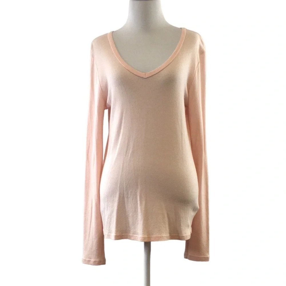 Michael Stars for Anthropologie Pink Knit V Neck Sweater Womens Large Medium